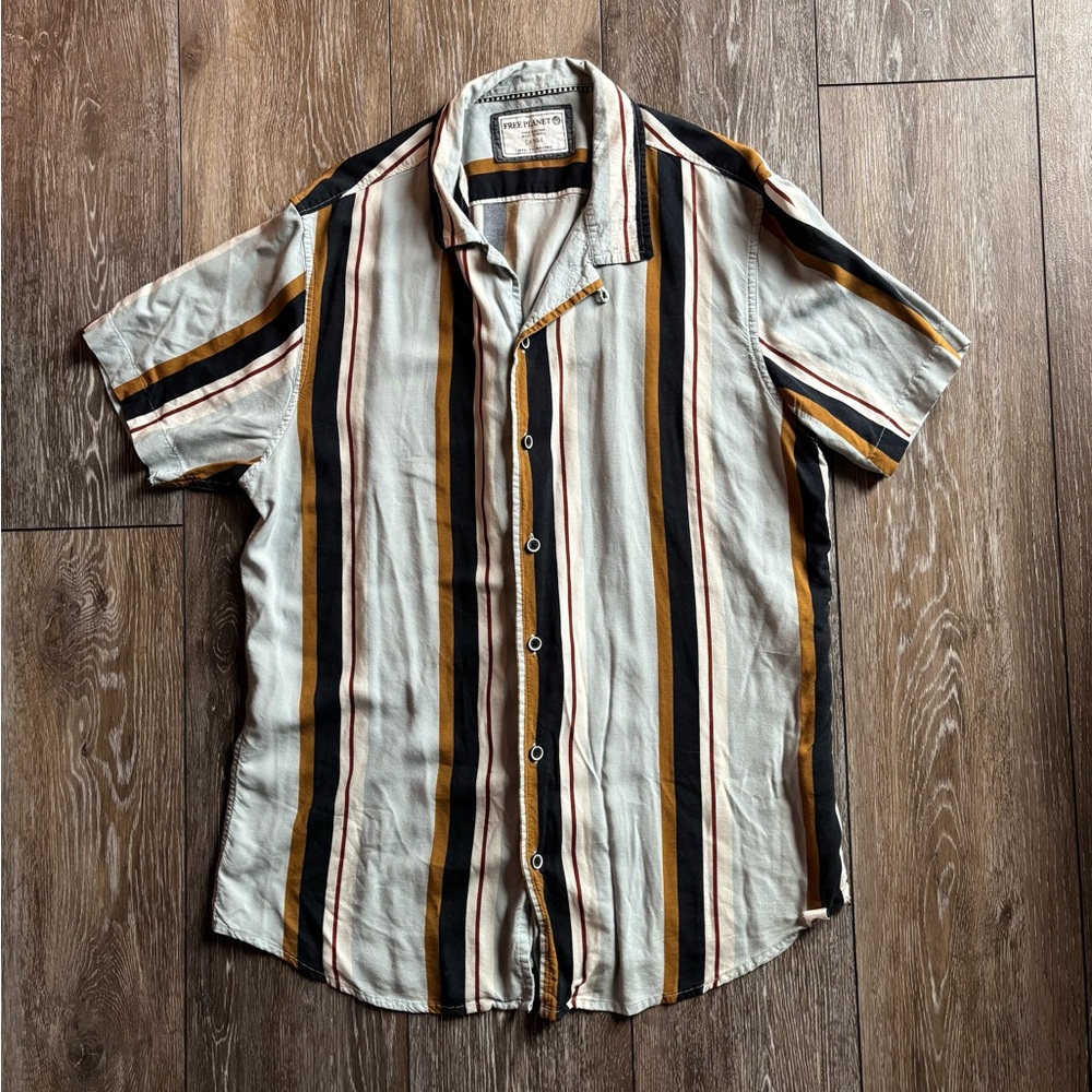Striped button down bowler shirt